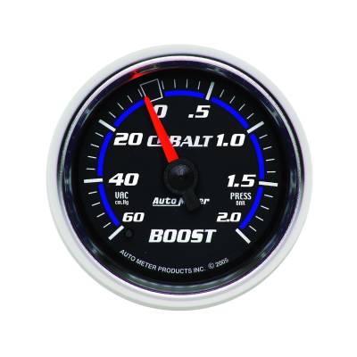 Auto Meter - Auto Meter Gauge; Vac/Boost; 2 1/16in.; 60cmHg-2.0BAR; Mechanical; Cobalt 6103-M