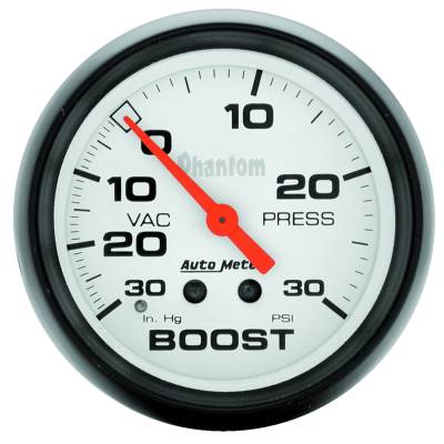 Auto Meter - Auto Meter Gauge; Vac/Boost; 2 5/8in.; 30inHg-30psi; Mechanical; Phantom 5803