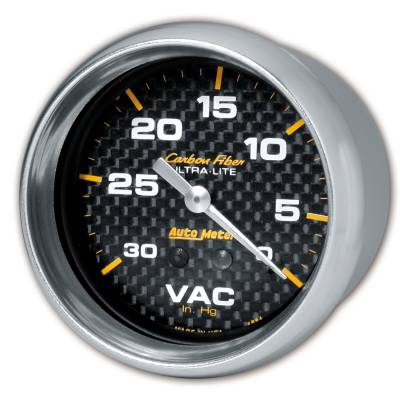 Auto Meter - Auto Meter Gauge; Vacuum; 2 5/8in.; 30inHg; Mechanical; Carbon Fiber 4884