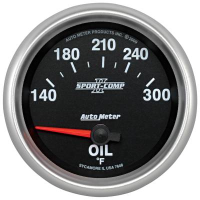 Auto Meter - Auto Meter Gauge; Oil Temp; 2 5/8in.; 140-300deg. F; Electric; Sport-Comp II 7648