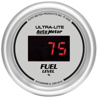 Auto Meter - Auto Meter Gauge; Fuel Level; 2 1/16in.; 0-280 Program.; Digital; Silver Dial w/Red LED 6510