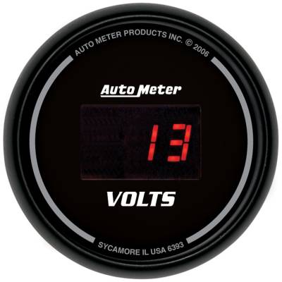 Auto Meter - Auto Meter Gauge; Voltmeter; 2 1/16in.; 18V; Digital; Black Dial w/Red LED 6393