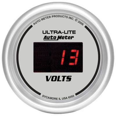 Auto Meter - Auto Meter Gauge; Voltmeter; 2 1/16in.; 18V; Digital; Silver Dial w/Red LED 6593