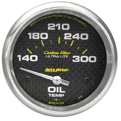 Auto Meter - Auto Meter Gauge; Oil Temp; 2 5/8in.; 140-300deg. F; Electric; Carbon Fiber 4848