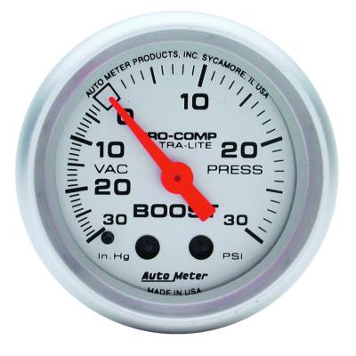 Auto Meter - Auto Meter Gauge; Vac/Boost; 2 5/8in.; 30inHg-30psi; Mechanical; Ultra-Lite 4403