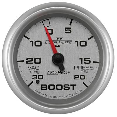 Auto Meter - Auto Meter Gauge; Vac/Boost; 2 5/8in.; 30inHg-20psi; Mechanical; Ultra-Lite II 7701