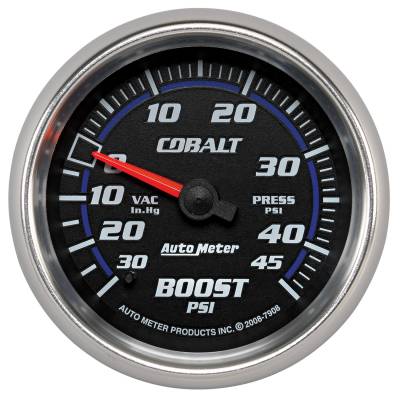 Auto Meter - Auto Meter Gauge; Vac/Boost; 2 5/8in.; 30inHg-45psi; Mechanical; Cobalt 7908