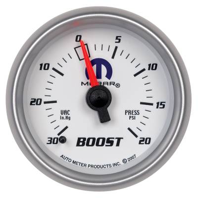 Auto Meter - Auto Meter Gauge; Vac/Boost; 2 1/16in.; 30inHg-20psi; Mechanical; White; Mopar 880026