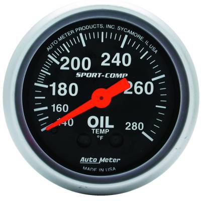 Auto Meter - Auto Meter Gauge; Oil Temp; 2 1/16in.; 140-280deg. F; Mechanical; Sport-Comp 3341