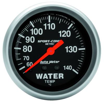 Auto Meter - Auto Meter Gauge; Water Temp; 2 5/8in.; 60-140deg. C; Mechanical; Sport-Comp 3431-M
