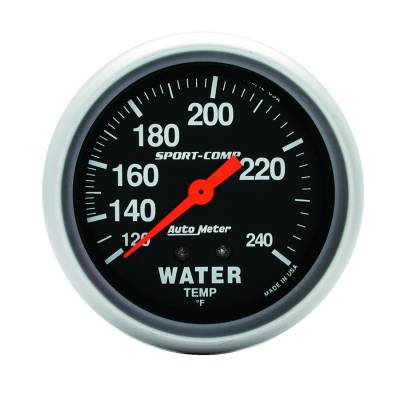 Auto Meter - Auto Meter Gauge; Water Temp; 2 5/8in.; 120-240deg. F; Mechanical; Sport-Comp 3432