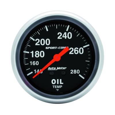 Auto Meter - Auto Meter Gauge; Oil Temp; 2 5/8in.; 140-280deg. F; Mechanical; Sport-Comp 3441