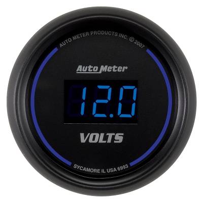 Auto Meter - Auto Meter Gauge; Voltmeter; 2 1/16in.; 18V; Digital; Black Dial w/Blue LED 6993