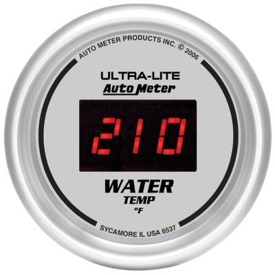 Auto Meter - Auto Meter Gauge; Water Temp; 2 1/16in.; 340deg. F; Digital; Silver Dial w/Red LED 6537