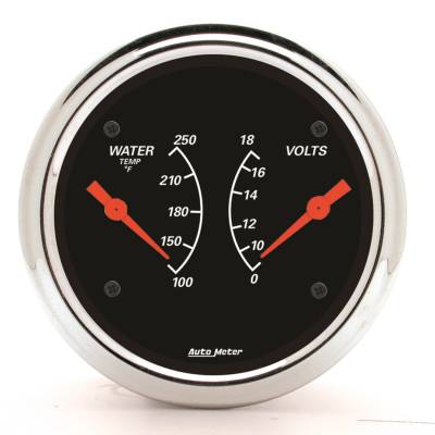 Auto Meter - Auto Meter Gauge; Dual; WTMP/VOLT; 3 3/8in.; 250deg. F/18V; Elec; Designer Black 1430