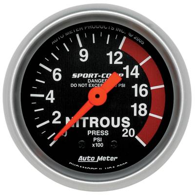 Auto Meter - Auto Meter Gauge; Nitrous Pressure; 2 1/16in.; 2000psi; Mechanical; Sport-Comp 3328