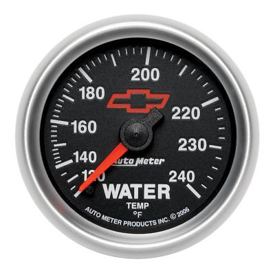 Auto Meter - Auto Meter Gauge; Water Temp; 2 1/16in.; 120-240deg. F; Mechanical; GM Bowtie Black 3632-00406
