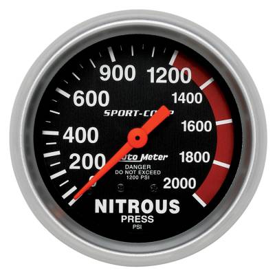 Auto Meter - Auto Meter Gauge; Nitrous Pressure; 2 5/8in.; 2000psi; Mechanical; Sport-Comp 3428