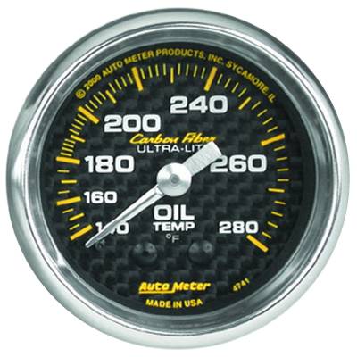 Auto Meter - Auto Meter Gauge; Oil Temp; 2 1/16in.; 140-280deg. F; Mechanical; Carbon Fiber 4741