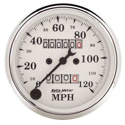 Auto Meter - Auto Meter Gauge; Speedometer; 3 1/8in.; 120mph; Mechanical; Old Tyme White 1693