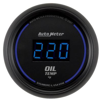 Auto Meter - Auto Meter Gauge; Oil Temp; 2 1/16in.; 340deg. F; Digital; Black Dial w/Blue LED 6948