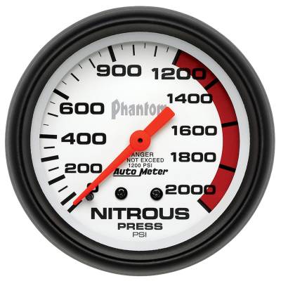 Auto Meter - Auto Meter Gauge; Nitrous Pressure; 2 5/8in.; 2000psi; Mechanical; Phantom 5828