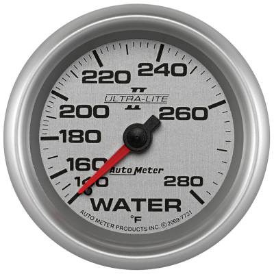 Auto Meter - Auto Meter Gauge; Water Temp; 2 5/8in.; 140-280deg. F; Mechanical; Ultra-Lite II 7731