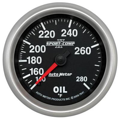 Auto Meter - Auto Meter Gauge; Oil Temp; 2 5/8in.; 140-280deg. F; Mechanical; Sport-Comp II 7641