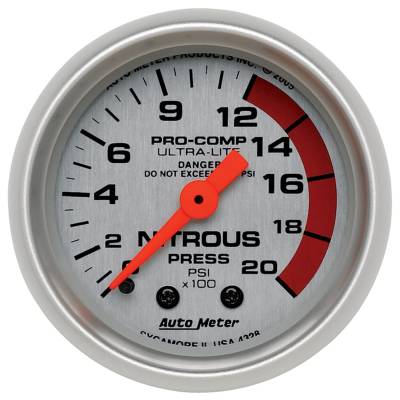 Auto Meter - Auto Meter Gauge; Nitrous Pressure; 2 1/16in.; 2000psi; Mechanical; Ultra-Lite 4328