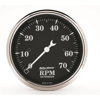 Auto Meter - Auto Meter Gauge; Tachometer; 3 1/8in.; 7k RPM; In-Dash; Black Bzl; Old Tyme Black 1798