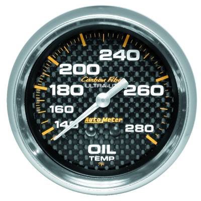 Auto Meter - Auto Meter Gauge; Oil Temp; 2 5/8in.; 140-280deg. F; Mechanical; Carbon Fiber 4841