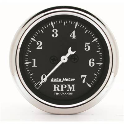 Auto Meter - Auto Meter Gauge; Tachometer; 2 1/16in.; 7k RPM; In-Dash; Black Bzl; Old Tyme Black 1797