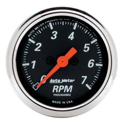 Auto Meter - Auto Meter Gauge; Tachometer; 2 1/16in.; 7k RPM; In-Dash; Designer Black 1477