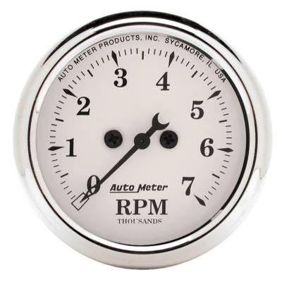 Auto Meter - Auto Meter Gauge; Tachometer; 2 1/16in.; 7k RPM; In-Dash; Old Tyme White 1694