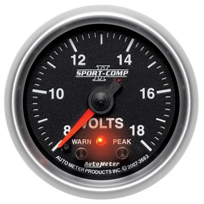 Auto Meter - Auto Meter Gauge; Voltmeter; 2 1/16in.; 18V; Digital Stepper Motor w/Peak/Warn; Sport-Comp 3683