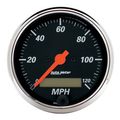 Auto Meter - Auto Meter Gauge; Speedo.; 3 1/8in.; 120mph; Elec. Prog. w/LCD Odo; Designer Blk 1487