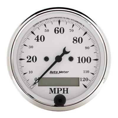 Auto Meter - Auto Meter Gauge; Speedo.; 3 1/8in.; 120mph; Elec. Prog. w/LCD Odo; Old Tyme White 1688