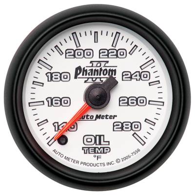 Auto Meter - Auto Meter Gauge; Oil Temp; 2 1/16in.; 140-280deg. F; Digital Stepper Motor; Phantom II 7556