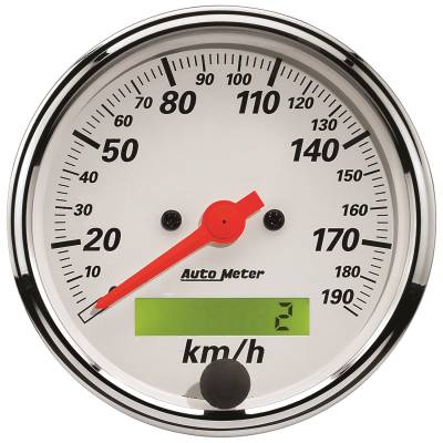 Auto Meter - Auto Meter Gauge; Speedometer; 3 1/8in.; 190km/h; Elec. Prog. w/LCD Odo; Arctic White 1388-M