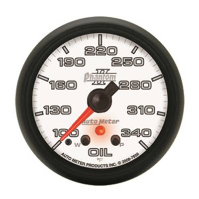 Auto Meter - Auto Meter Gauge; Oil Temp; 2 1/16in.; 340deg. F; Stepper Motor w/Peak/Warn; Phantom II 7856