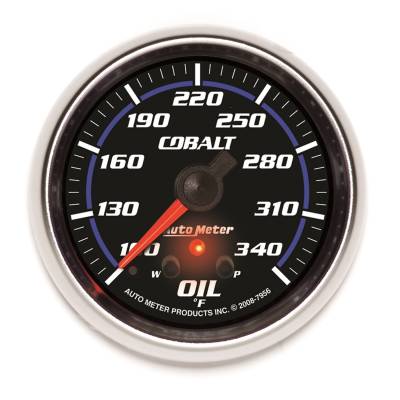 Auto Meter - Auto Meter Gauge; Oil Temp; 2 5/8in.; 340deg. F; Stepper Motor w/Peak/Warn; Cobalt 7956