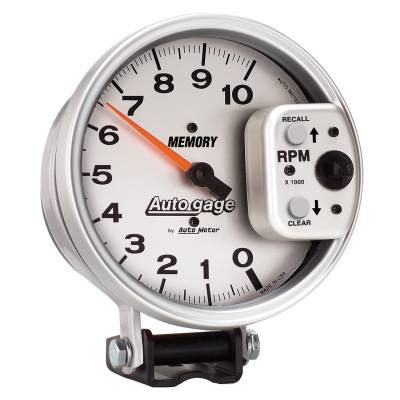 Auto Meter - Auto Meter Gauge; Tachometer; 5in.; 10k RPM; Pedestal w/Peak Memory; Silver; Auto Gage 233907