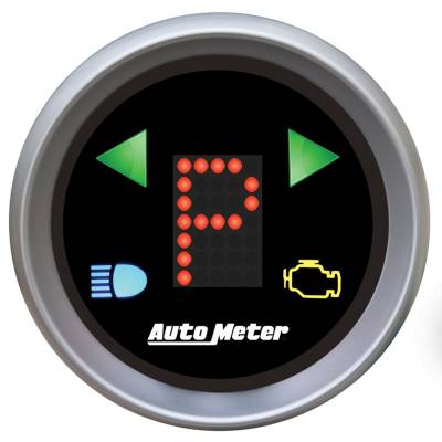 Auto Meter - Auto Meter Gauge; Gear Pos; 2 1/16in.; incl indicators; Black Dial; Red LED; Silver Bezel 3359
