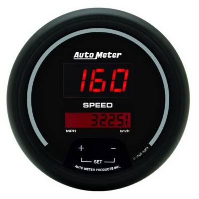 Auto Meter - Auto Meter Gauge; Speedo; 3 3/8in.; 160mph; Elec. Program.; Digital; Black Dial w/Red LED 6388