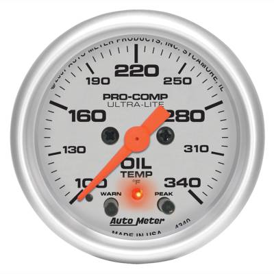 Auto Meter - Auto Meter Gauge; Oil Temp; 2 1/16in.; 340deg. F; Stepper Motor w/Peak/Warn; Ultra-Lite 4340