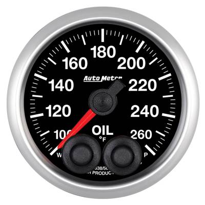 Auto Meter - Auto Meter Gauge; Oil Temp; 2 1/16in.; 260deg. F; Stepper Motor w/Peak/Warn; Elite 5638