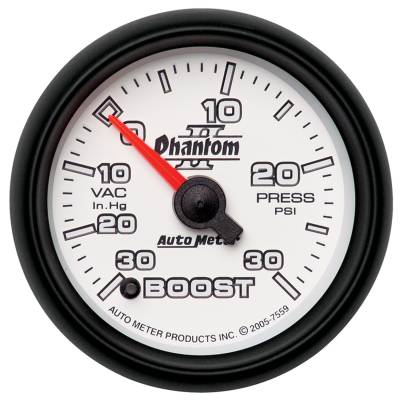 Auto Meter - Auto Meter Gauge; Vac/Boost; 2 1/16in.; 30inHg-30psi; Digital Stepper Motor; Phantom II 7559