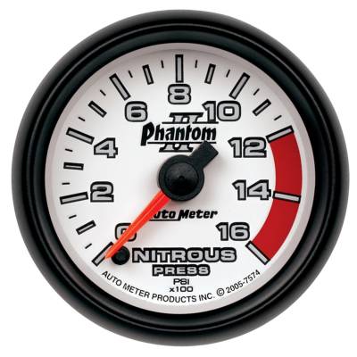 Auto Meter - Auto Meter Gauge; Nitrous Pressure; 2 1/16in.; 1600psi; Digital Stepper Motor; Phantom II 7574