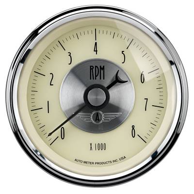 Auto Meter - Auto Meter Gauge; Tachometer; 3 3/8in.; 8k RPM; In-Dash; Prestige Antq. Ivory 2097