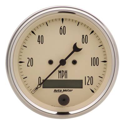 Auto Meter - Auto Meter Gauge; Speedo.; 3 3/8in.; 120mph; Elec. Prog. w/LCD Odo; Antq Beige 1880